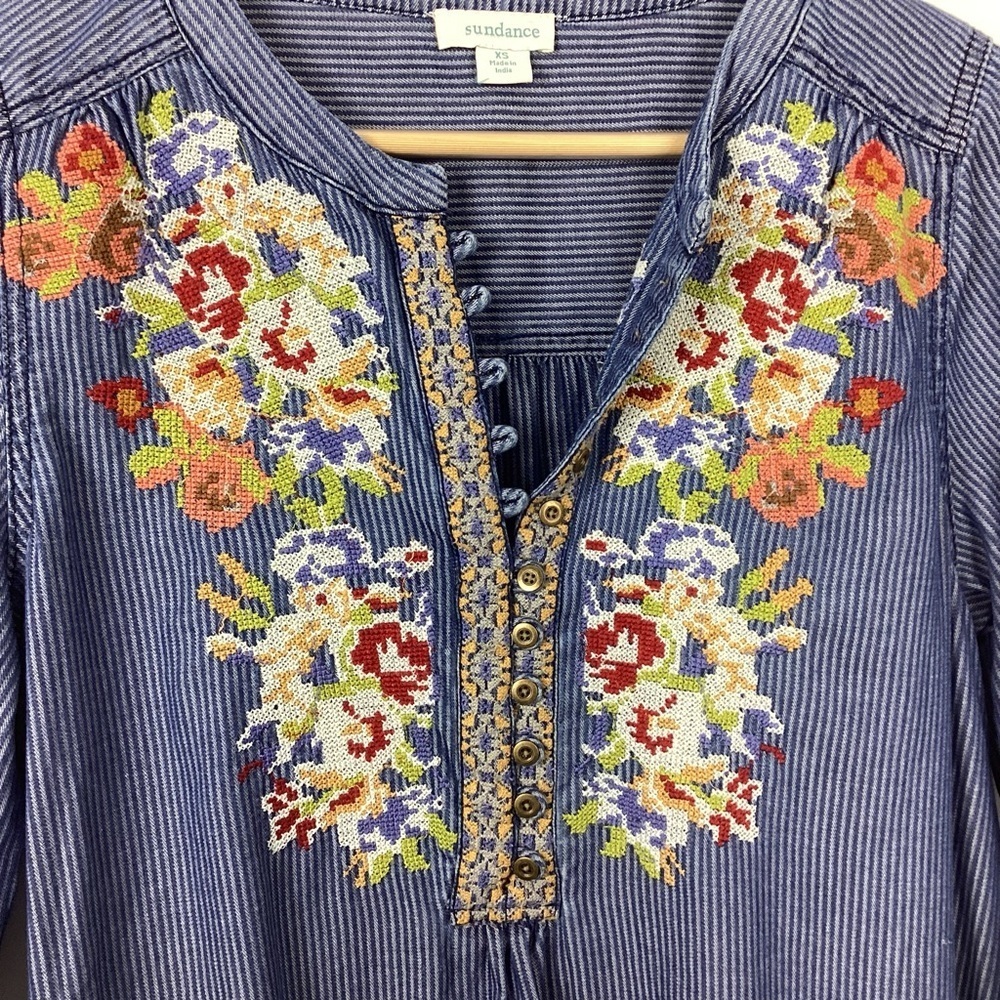 SUNDANCE Kenza Floral Embroidered Top Size XS - Picture 4 of 12